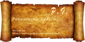 Petrovszky Iván névjegykártya