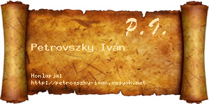 Petrovszky Iván névjegykártya