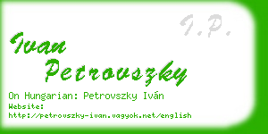 ivan petrovszky business card